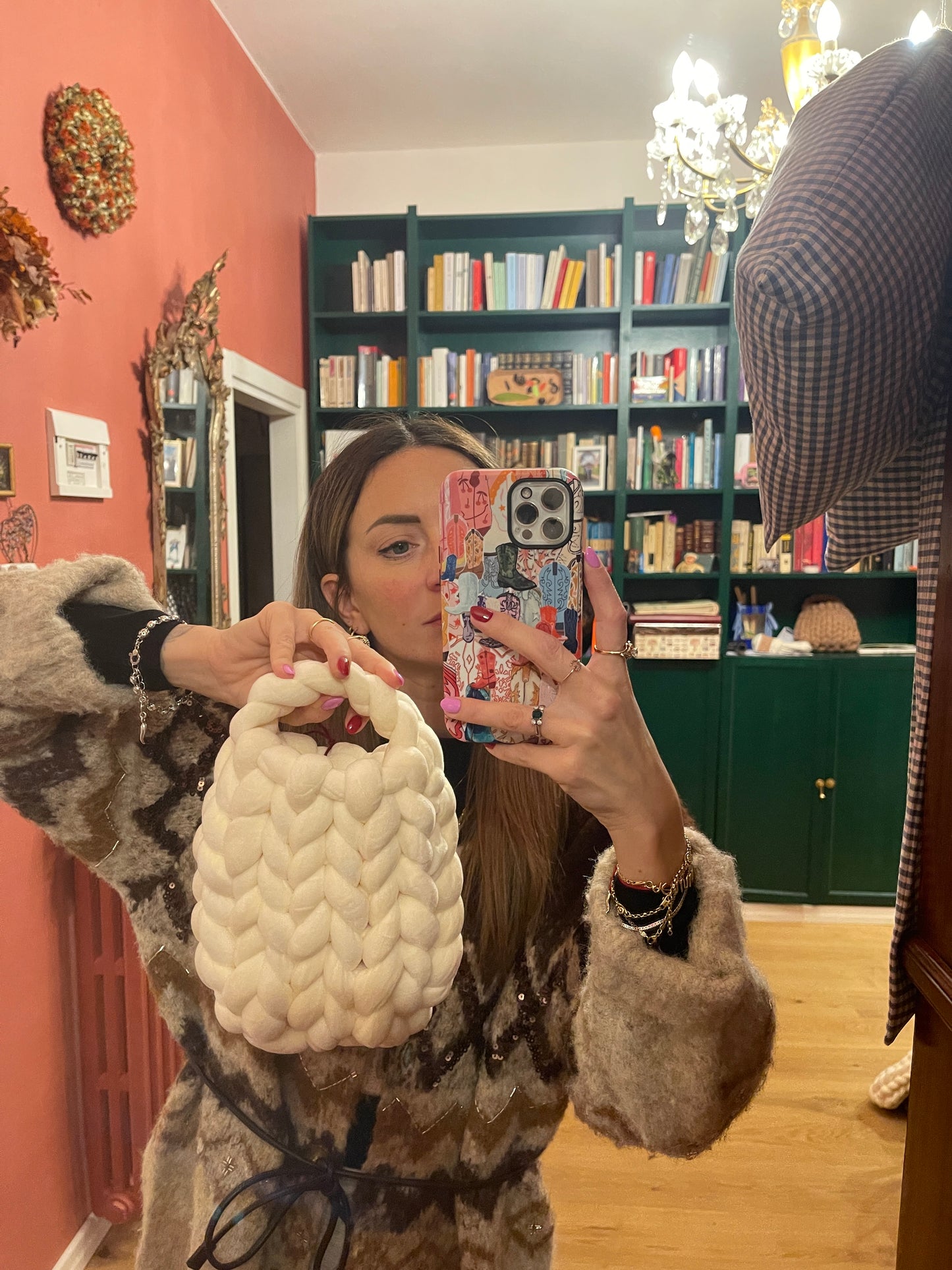 Mini nuvola bag velluto panna